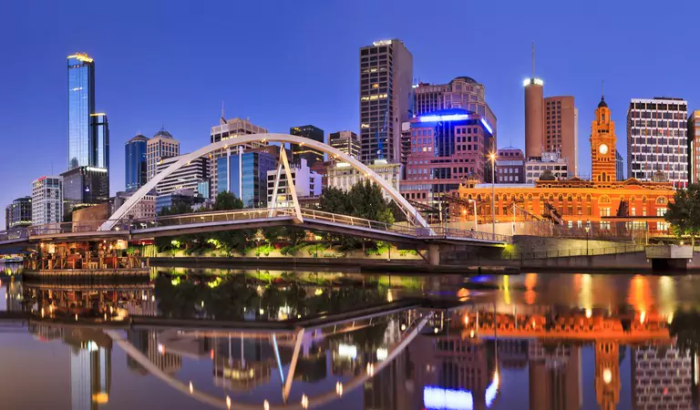 View of Melbourne city at night