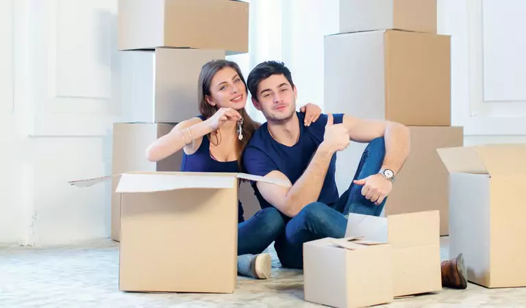 couple inside of their newly rented house