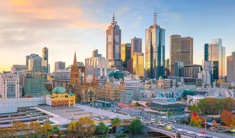 Arial view of Melbourne city