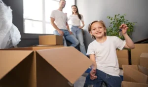 Young family moving into a new home